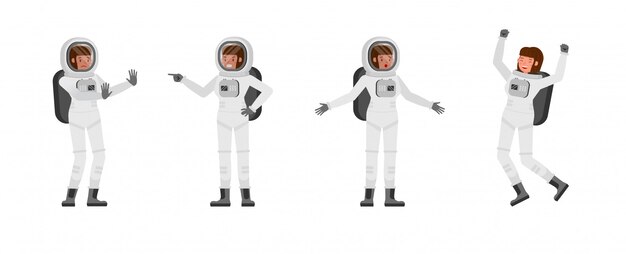 Astronaut vrouw tekenset