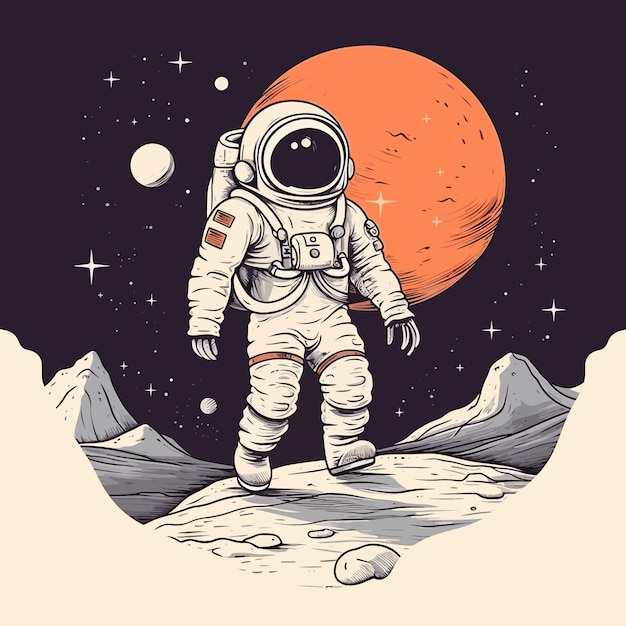 Astronaut walking on the moon