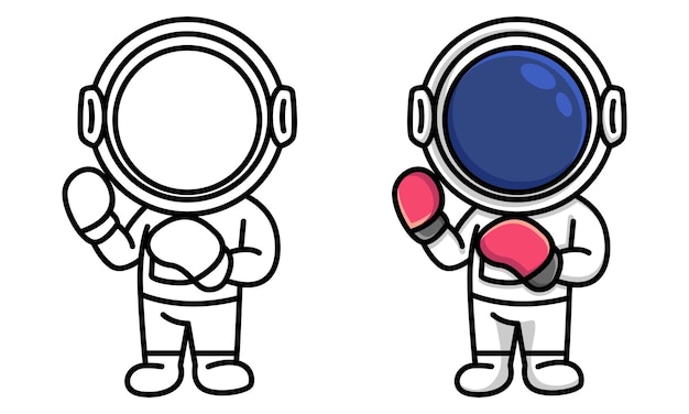 Astronauta che indossa guantoni da boxe sport da colorare per bambini