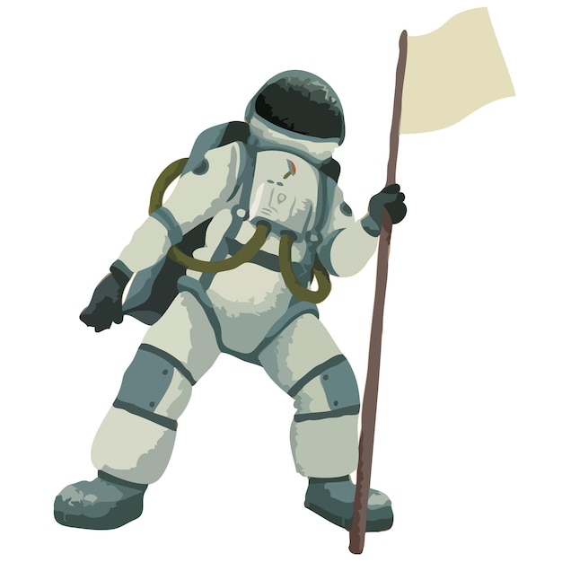 astronaut with a flag