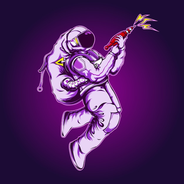 Vector astronaut with a gun illustration