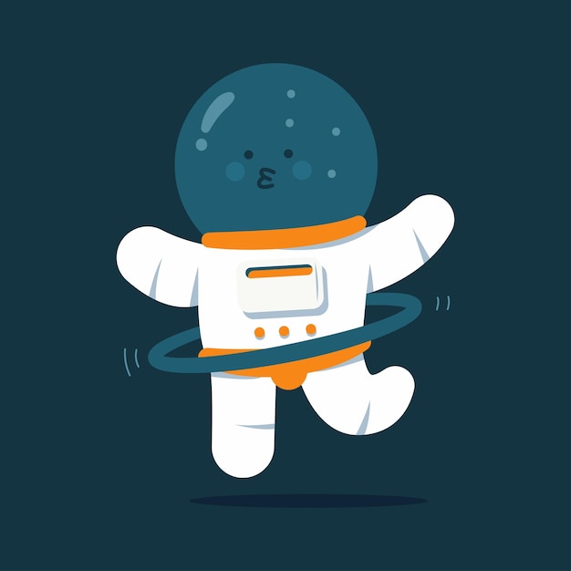 Astronaut with hula hoop vector cartoon character