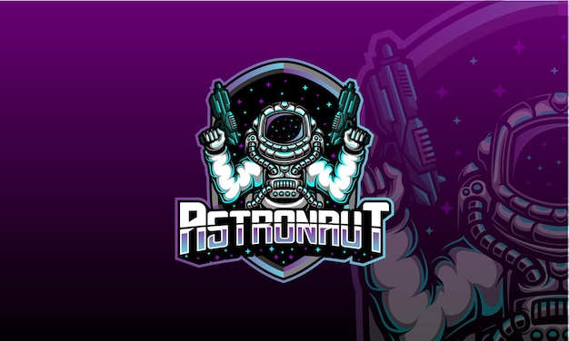 Vector astronaut with laser gun logo