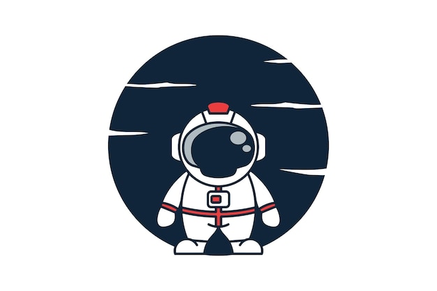 Astronaut with moon vector icon illustration spaceman mascot cartoon character