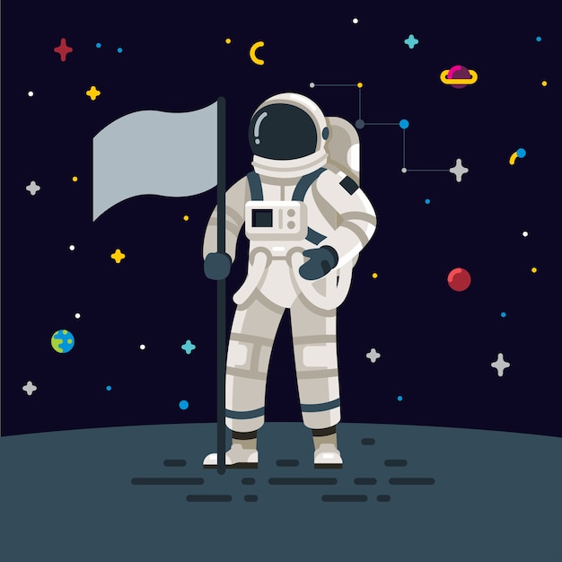 Vector astronaut with space background