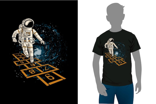 Astronaut with tshirt design Vector Illustration