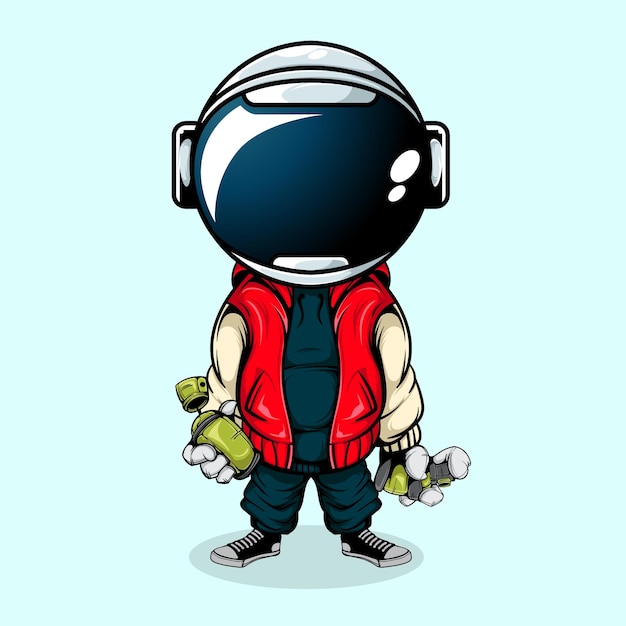 Vector the astronaut with urban style and spray can