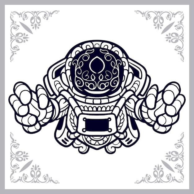 Astronaut zentangle arts isolated on white background