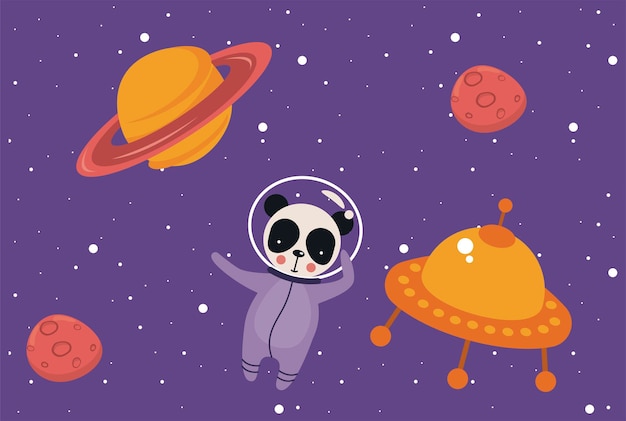 Astronautenpanda in de ruimte