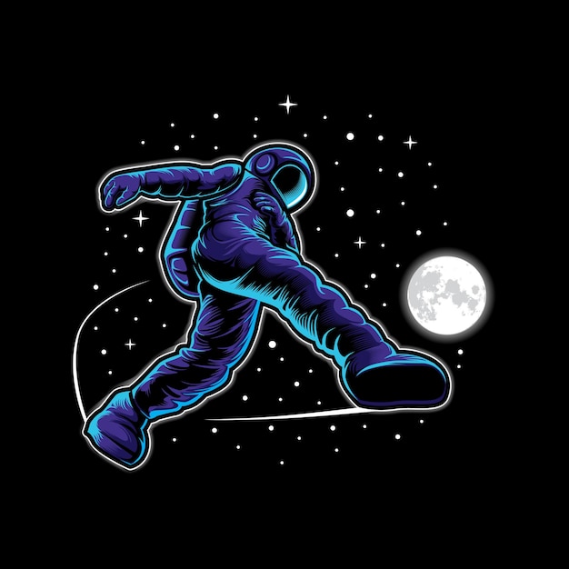 Astronautenvoetbal in ruimteillustratie