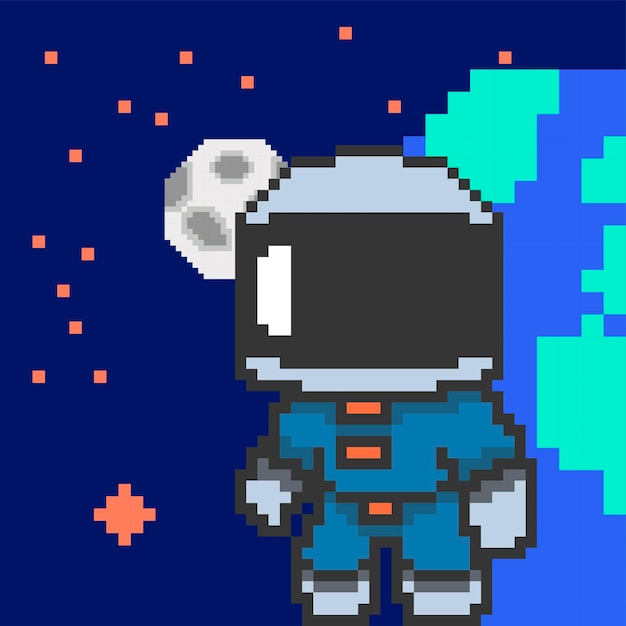 astronautout pixel kunst ontwerp vector