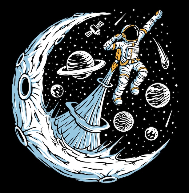 Astronauts flying illustration