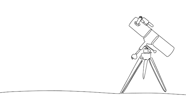 Astronomer equipment telescope continuous line one drawing vector illustration simple line