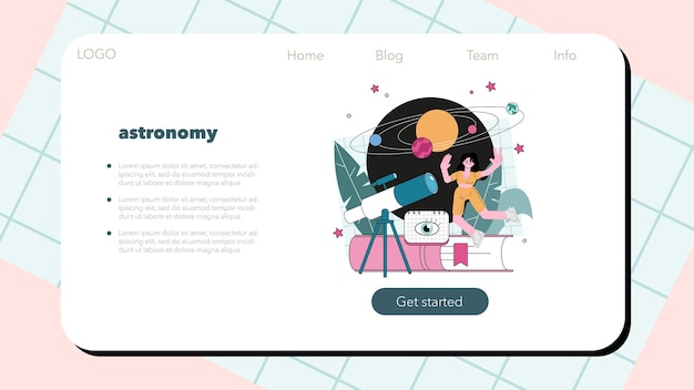 天文学者の web バナーまたはランディング ページ 専門科学者