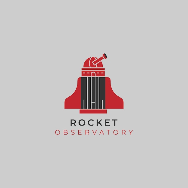 Astronomical observatory logo on rocket design template