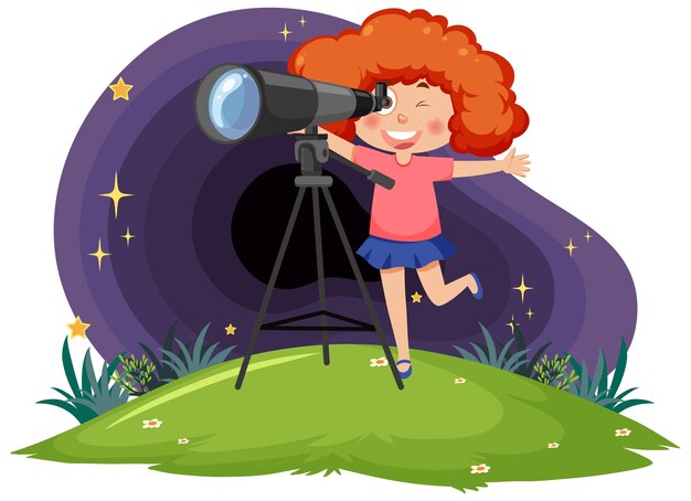 Vector astronomiekinderen in tekenfilmstijl