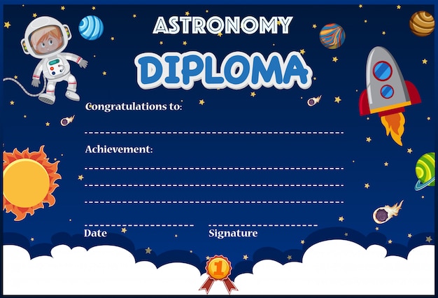 Un modello di diploma di astronomia