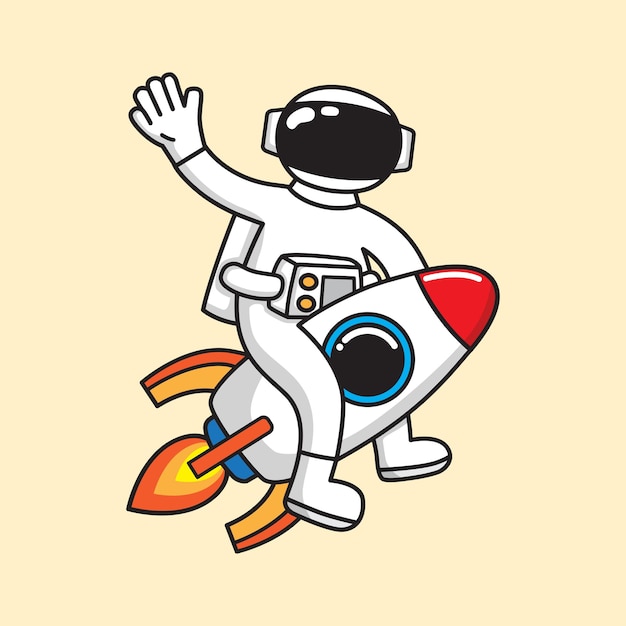 Vector astronot rocket cartoon