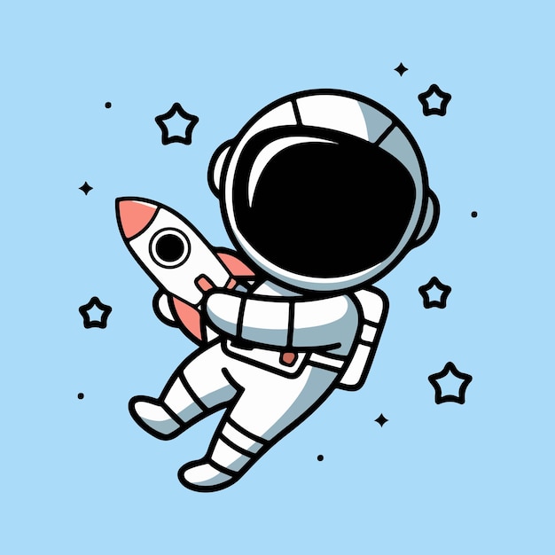 astronot with roket design vector illustration 12