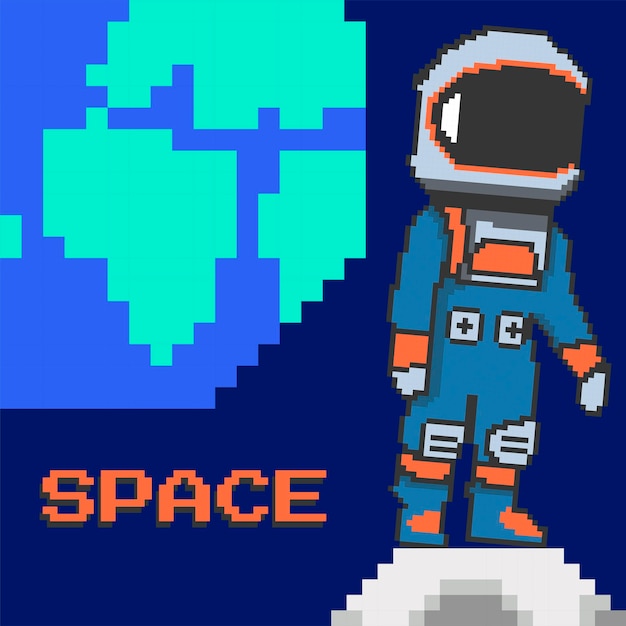 astronout pixel art design vector