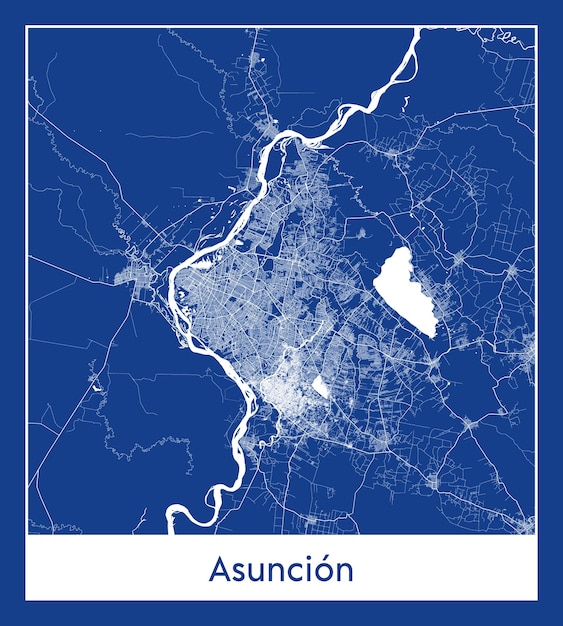 Asuncion paraguay south america city map blue print vector illustration