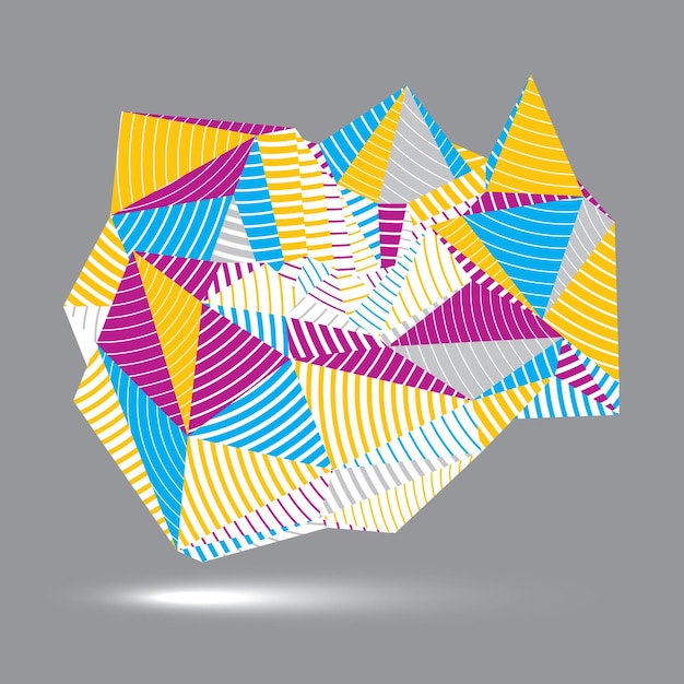 Vector asymmetric 3d abstract striped vector object, colorful geometric spatial form. render and modeling.