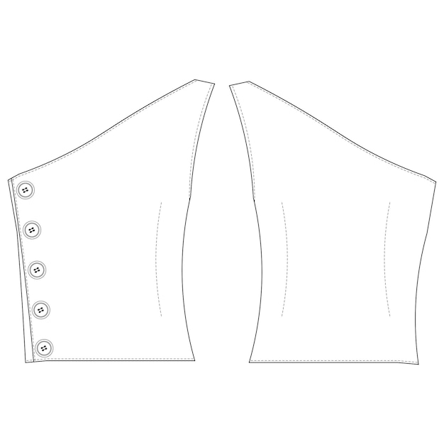 Vector asymmetrische blouse met een enkele riem met knoopjes