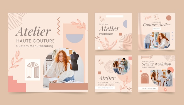 Vector atelier flat minimal instagram posts