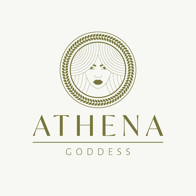 Vector athena goddess logo design greek goddess vector logotype beauty and art industry logo template