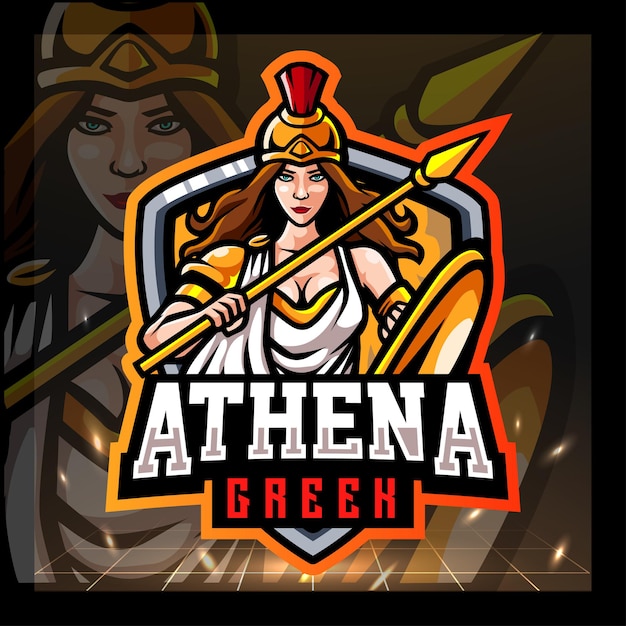 Athena mascotte greca esport logo design