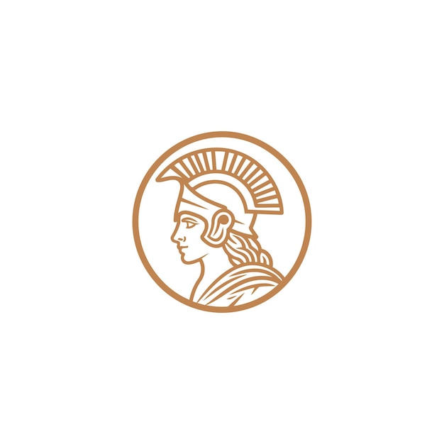 Modello di progettazione dell'icona del logo line art di athena