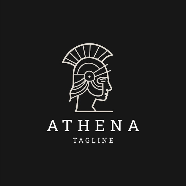 Vettore modello di progettazione dell'icona del logo line art di athena