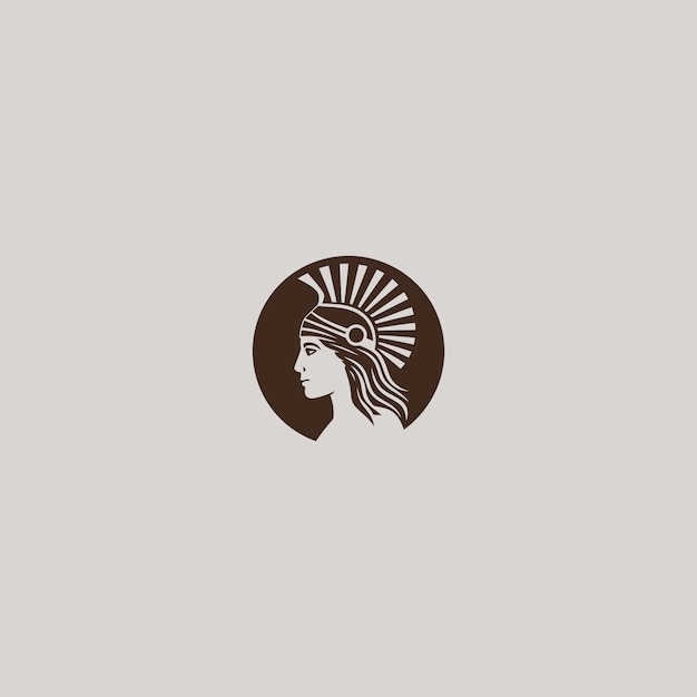 Vector athena line art logo icon design template