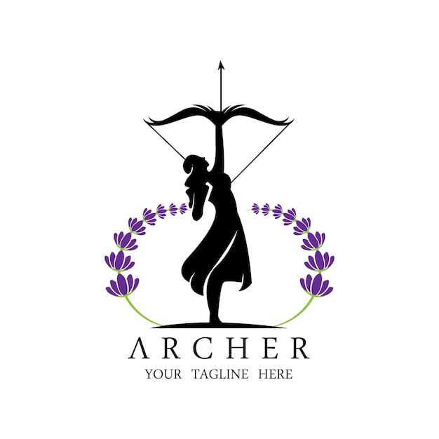 Athena Minerva Silhouette with  Royal archer Logo Design