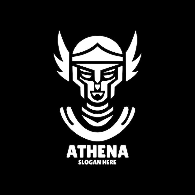 athena silhouette logo design illustration