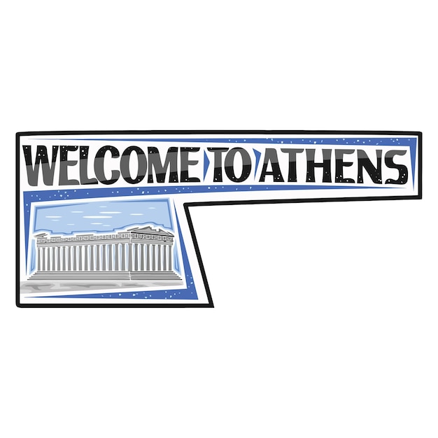 Athene Skyline Landmark Vlag Sticker Embleem Badge Reizen Souvenir Illustratie