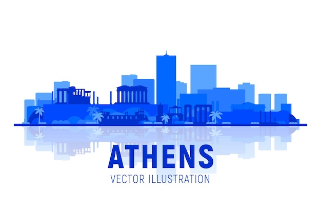 Athens greece  city skyline silhouette with panorama on white background vector illustration business travel and tourism concept with old buildings image for presentation banner website