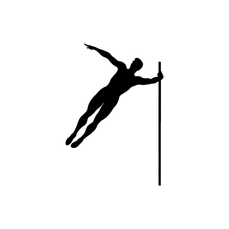 Vector athlete in action of high jump icon on white background simple vector illustration