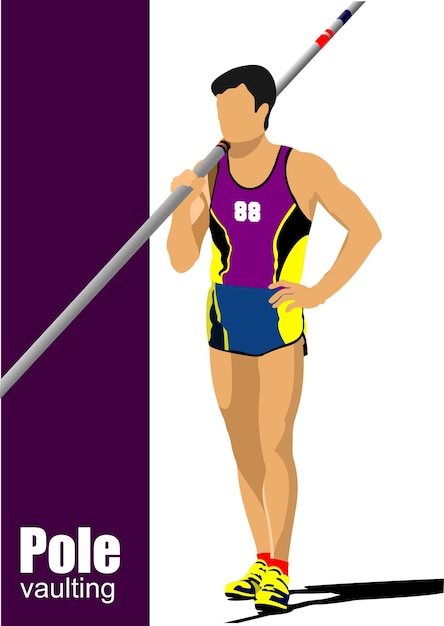 Athlete pole vaulting Track and field Vector 3d illustration