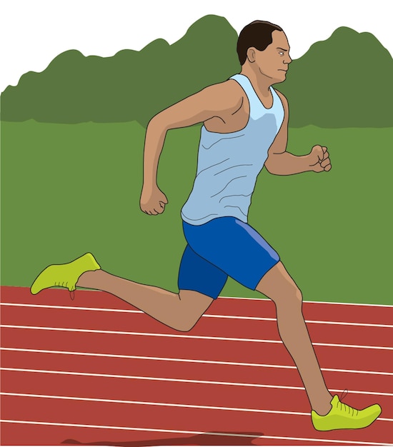 An athlete running on the racing track