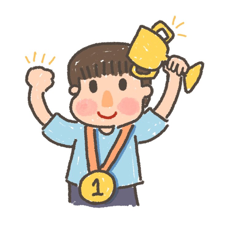 Vector 목 에 메달 을 걸고 손 을 흔드는 운동 선수