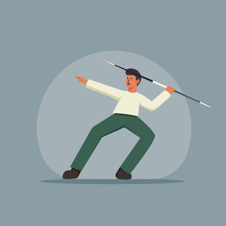 Vector athlete throwing the javelin