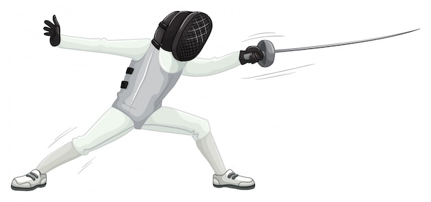 Vector athlete in uniform doing fencing