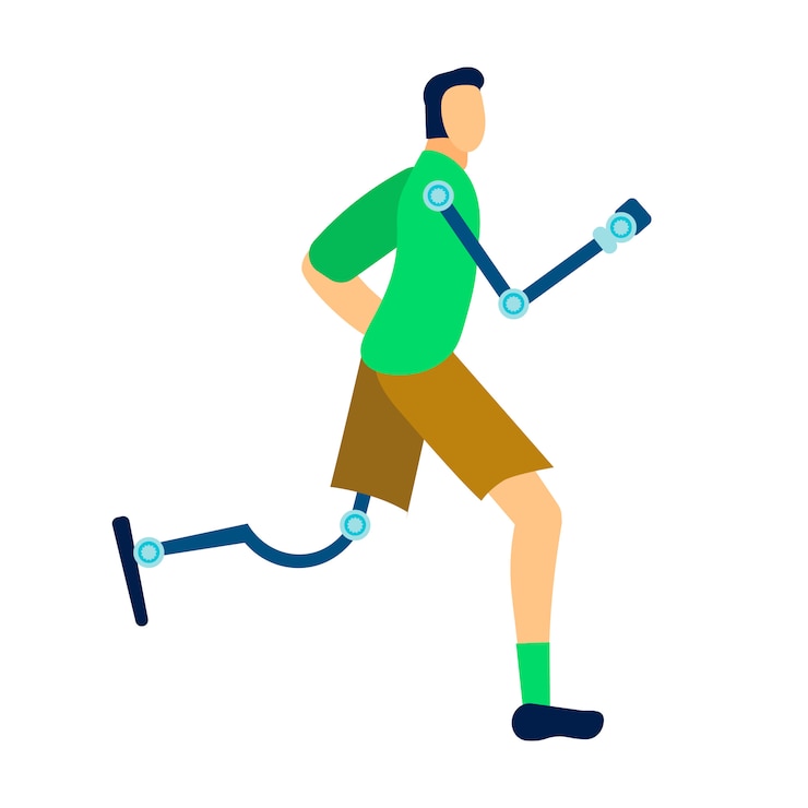 Vector athlete with prosthesis   illustration