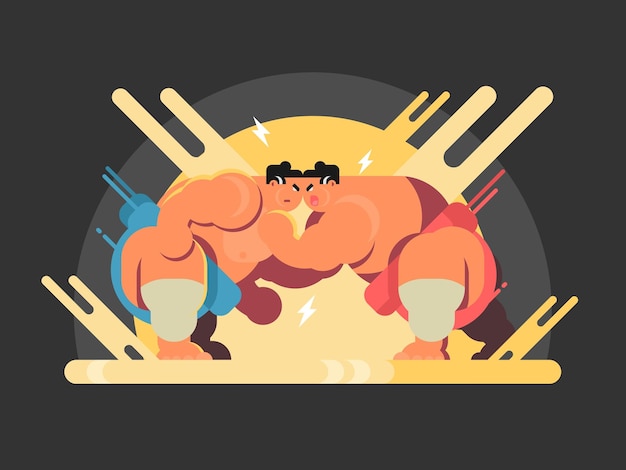 Vector athletes sumo fight