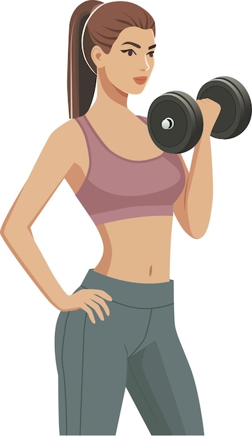 an athletic girl with dumbbells in the gym
