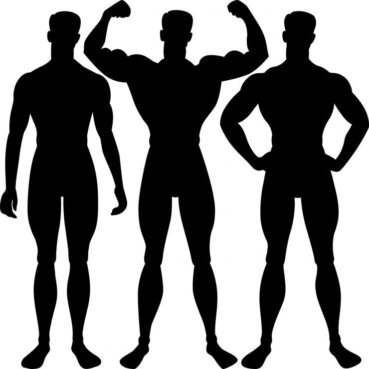Vector 分離されたさまざまなポーズで運動男のシルエット