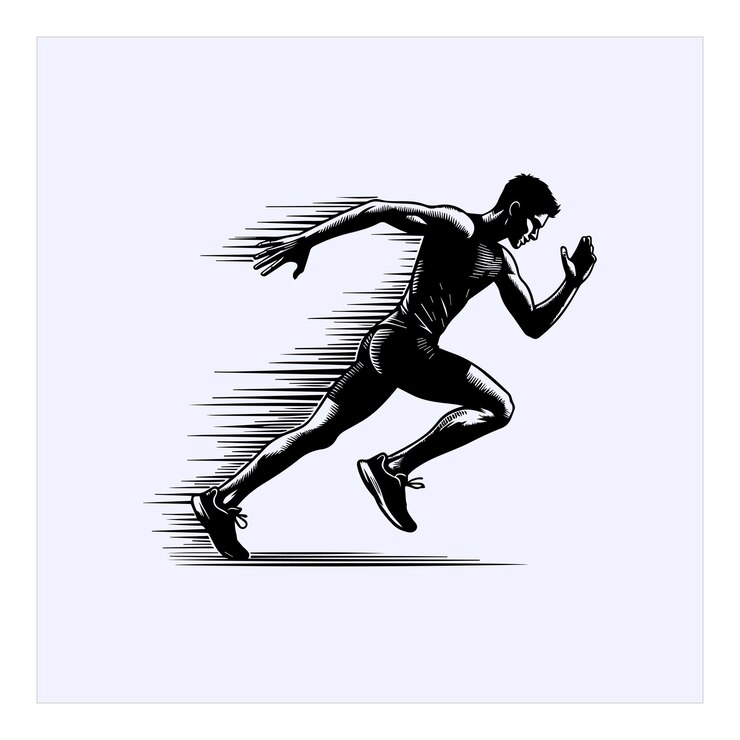 Vector athletic runner silhouette vector illustration