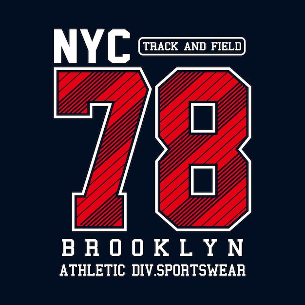 アスレチックスポーツニューヨーク市ブルックリンのTシャツプリントのタイポグラフィ