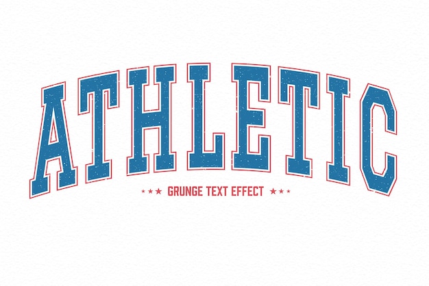 Vector athletic text editable grunge varsity old school text style effect